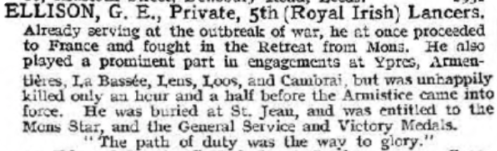 George in the National Roll of the Great War.