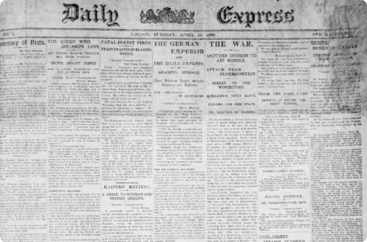 Daily Express, 24 April 1900.