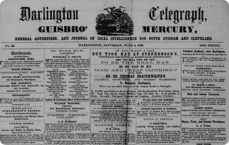 page of the Darlington Telegraph