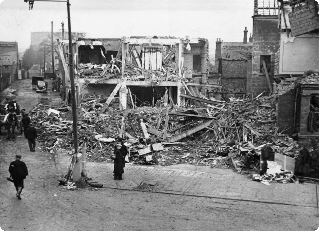 The ruins of the Electricity Showroom in Bridlington, Yorkshire, 3 April 1941.