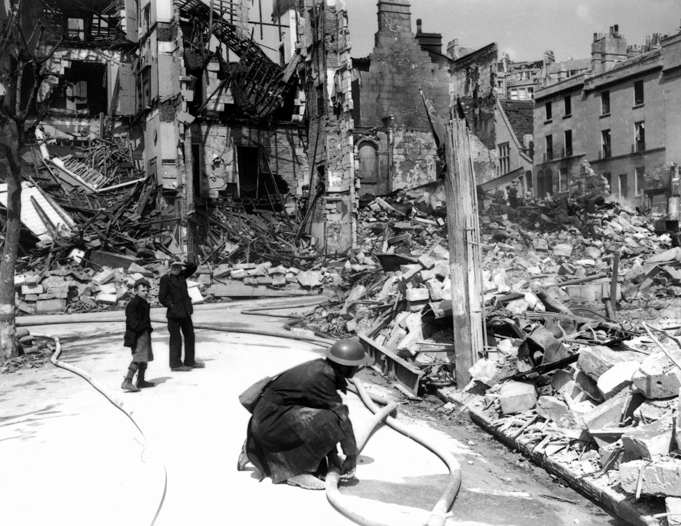 Air raid damage in Bath.  