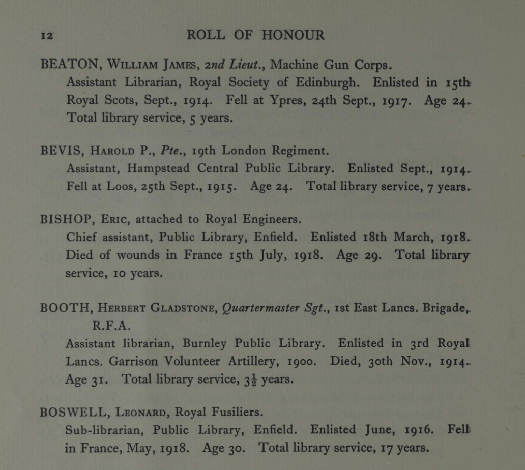 Library roll of honour