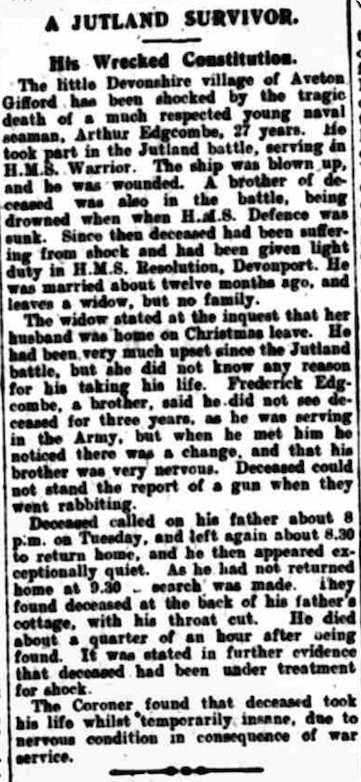 Hampshire Telegraph, 9 January 1920.