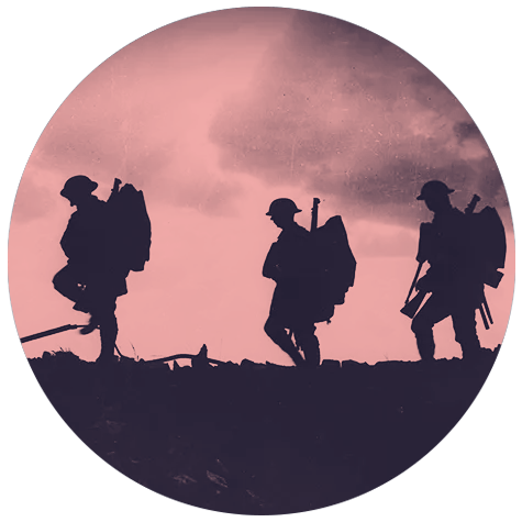 Soldiers silhouetted against the sky
