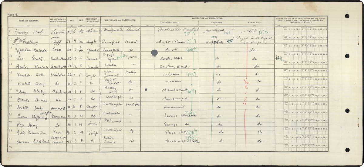 Harry Ash's 1921 Census record.