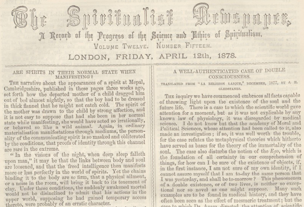 The Spiritualist, 1878.