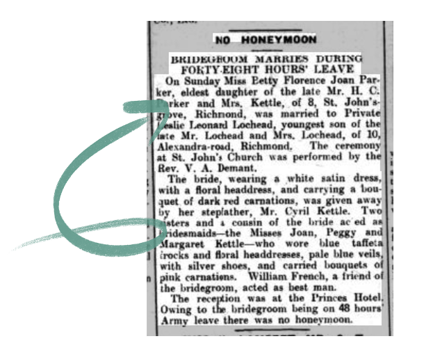 Newspaper clipping of Suzannah Lipcomb's ancestors