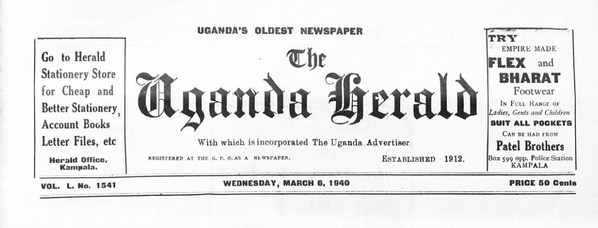 The Uganda Herald, 1940.