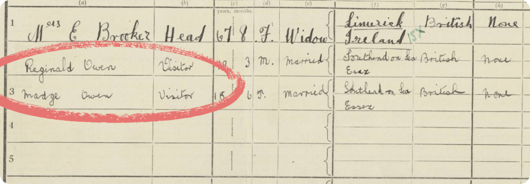 Mrs E Brooker's 1921 Census return