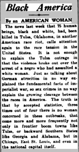 Contemporary reports of Tulsa massacre