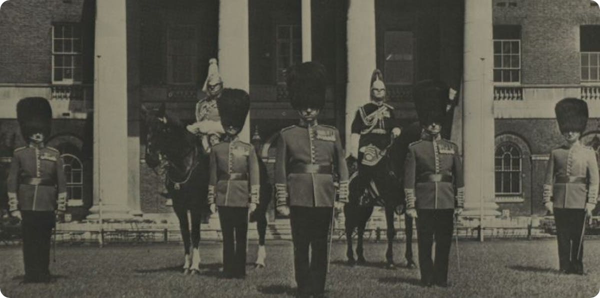 Guards at the Queen's official birthday parade, 1969