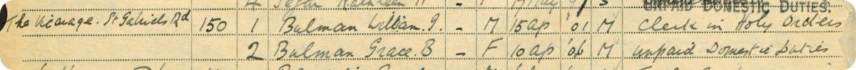 1939 register entry for William I. Bulman
