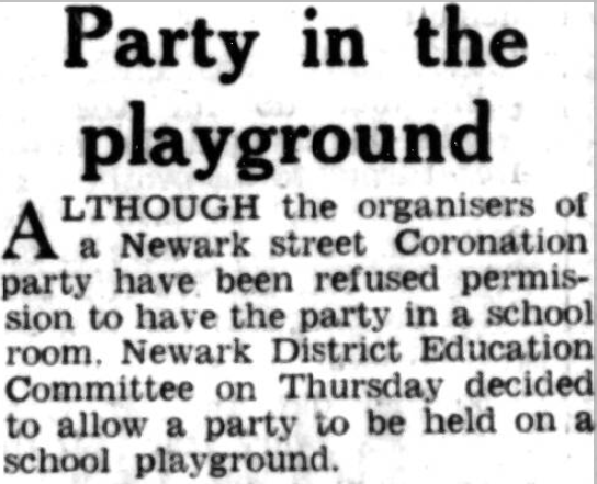 'Party in the playground', Newark Street Advertiser, 1953.