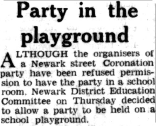 'Party in the playground', Newark Street Advertiser, 1953.