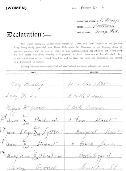 ulster covenant signatures from 1912