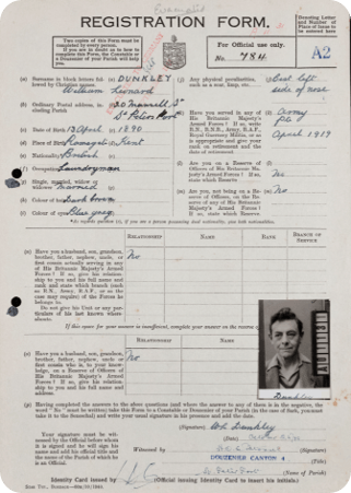 Occupation form for William Dunkley