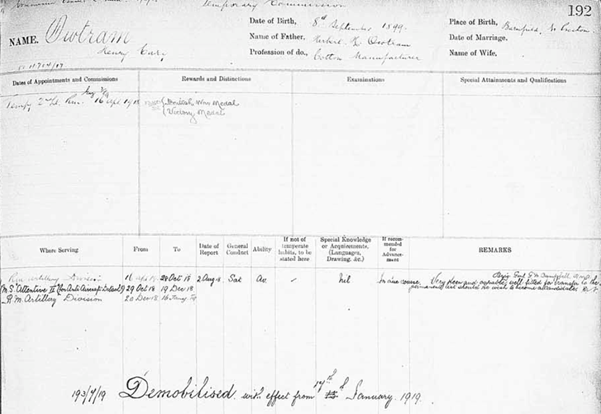 Henry Cary Owtram's Royal Navy record