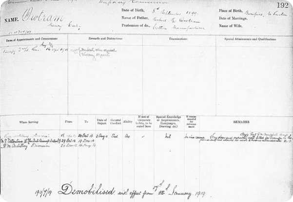 Henry Cary Owtram's Royal Navy record
