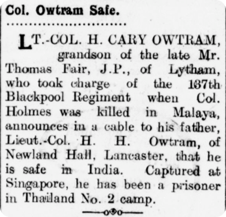 Henry Owtram reported safe
