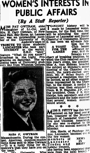 Pat Owtram taking part in the BBC's 'What Do You Know?' with the University of St Andrews