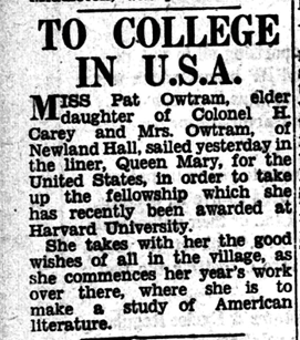 Pat Owtram going to college in the USA