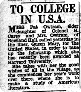 Pat Owtram going to college in the USA