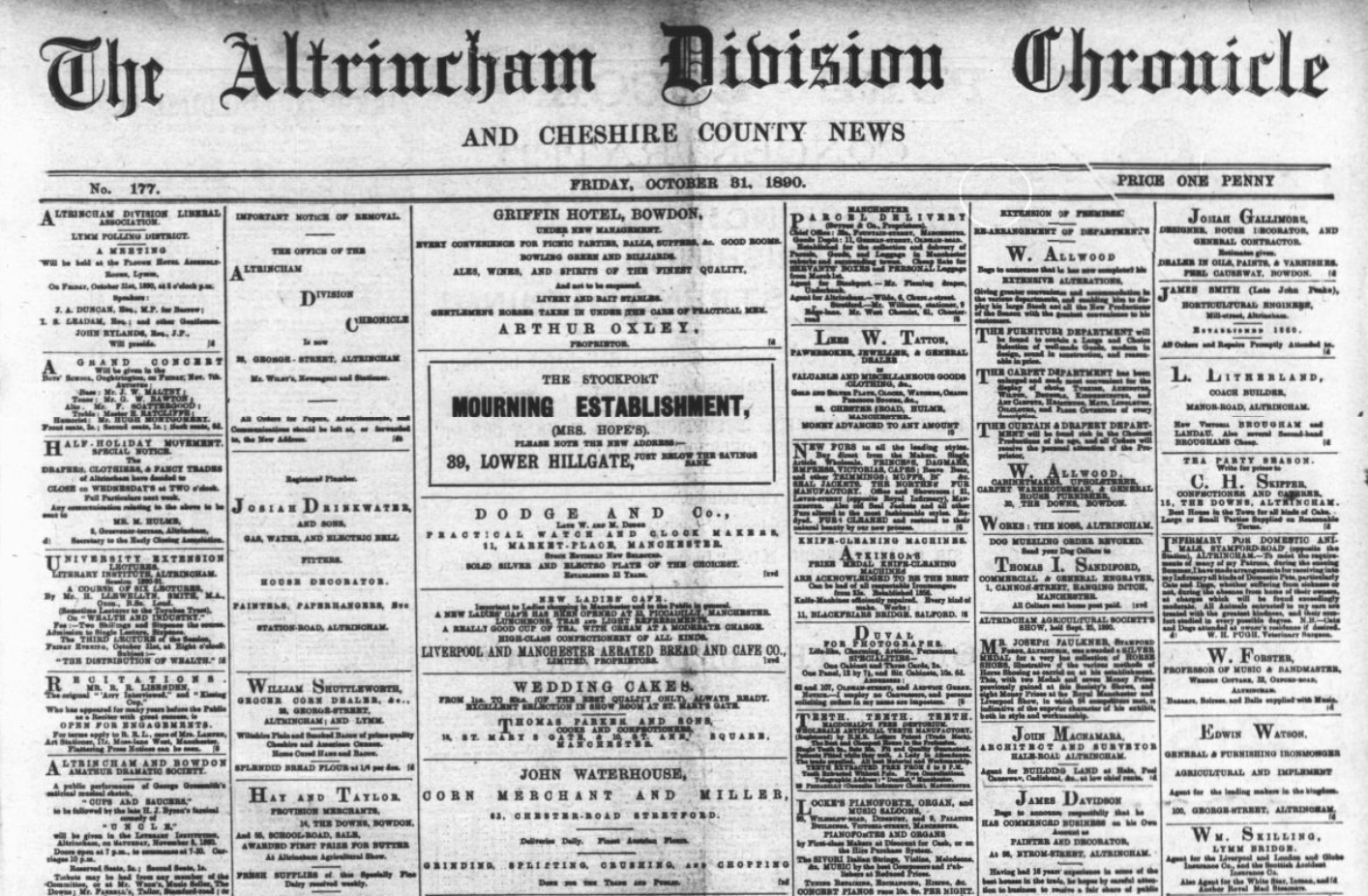 Altrincham Chronicle, 31 October 1890.