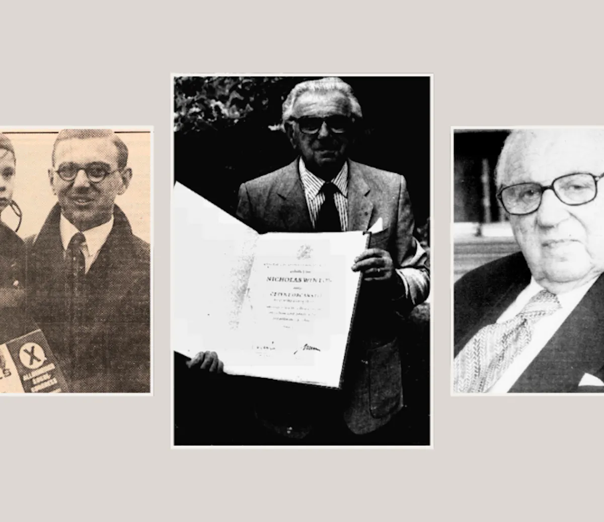 Three images of Nicholas Winton