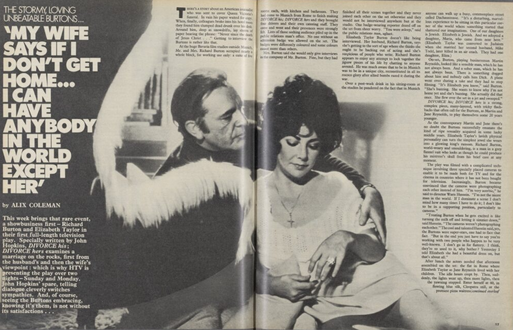 1973 TV Times feature on Richard Bruton and Elizabeth Taylor