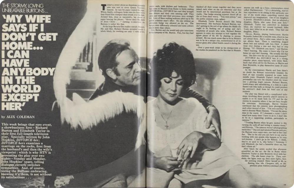 1973 TV Times feature on Richard Bruton and Elizabeth Taylor