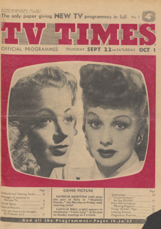 The front cover of the first issue of TV Times magazine