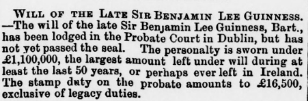 Details of Benjamin Guinness's estate