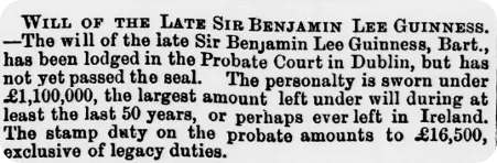 Details of Benjamin Guinness's estate