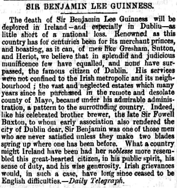 An obituary for Benjamin Guinness