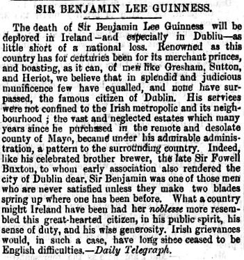 An obituary for Benjamin Guinness