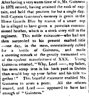 Incident involing Ben Guinness from a newspaper article
