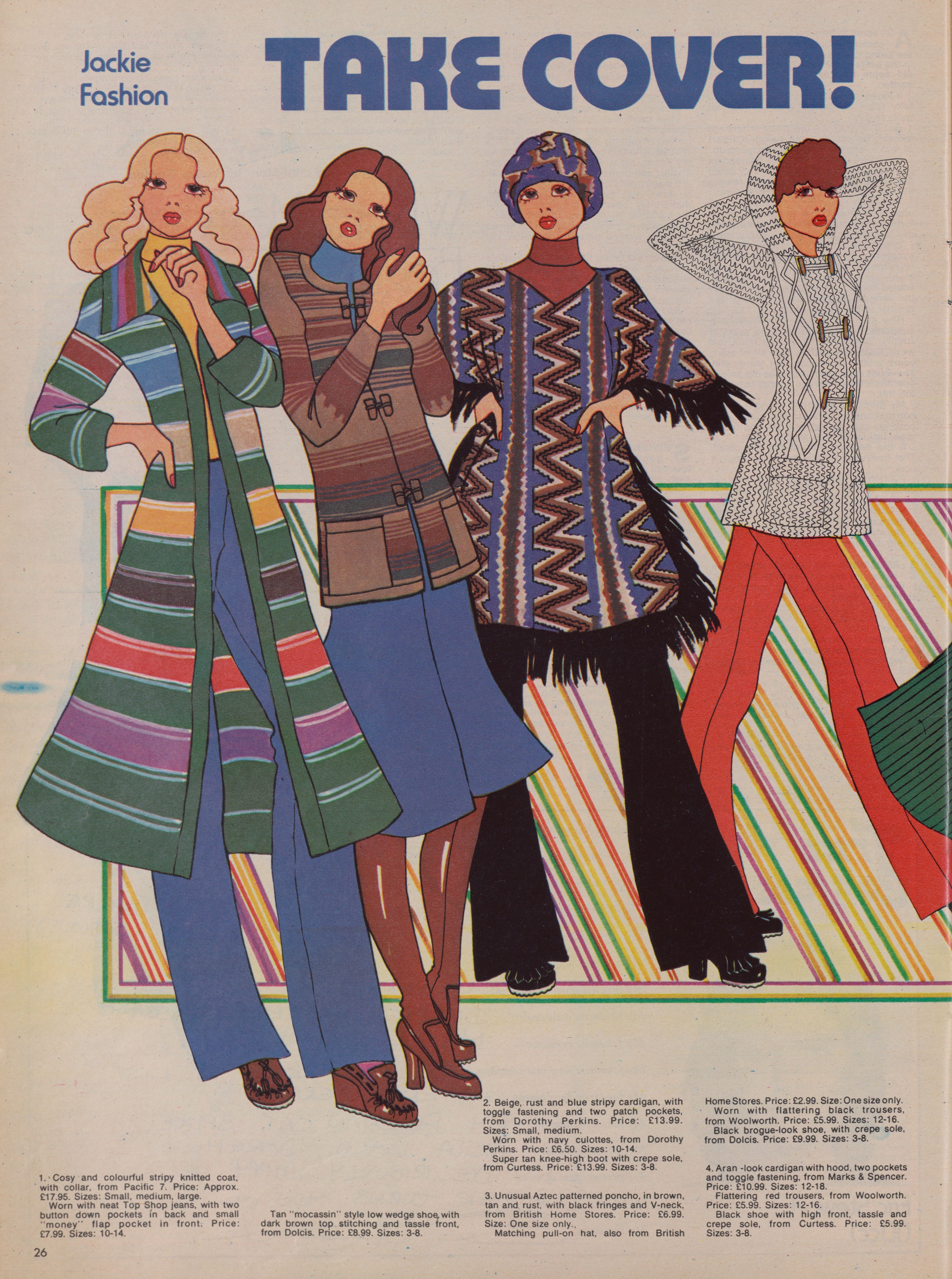 Examples of 1970s fashion in Jackie