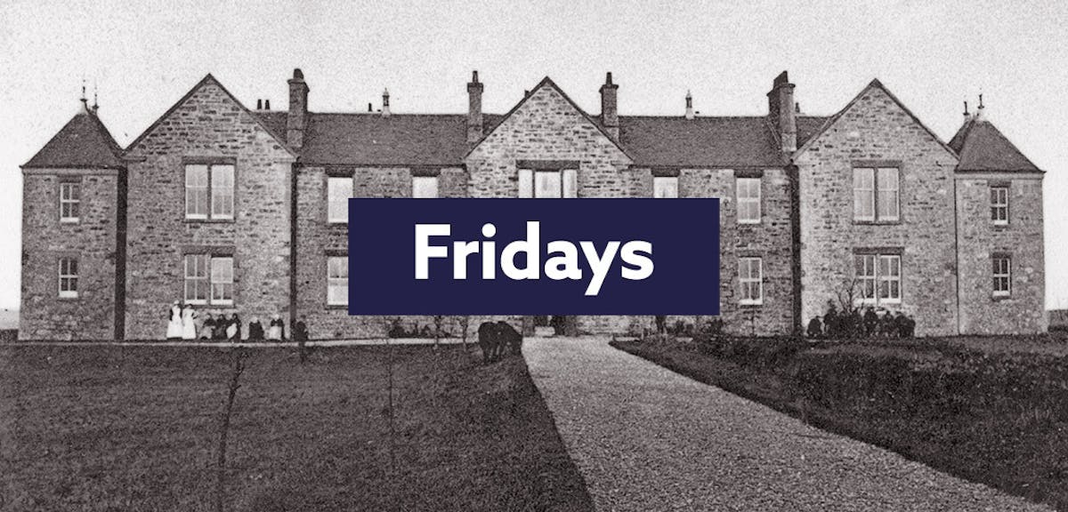 Black and white image of a workhouse