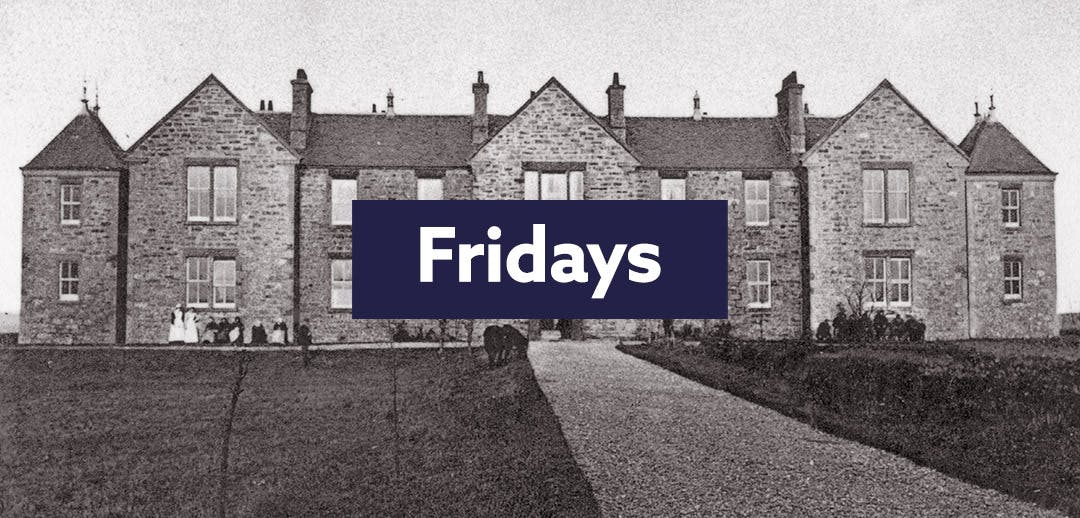 Black and white image of a workhouse