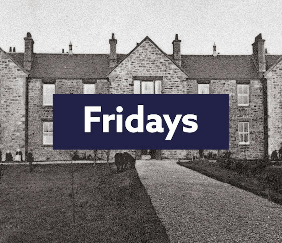 Black and white image of a workhouse