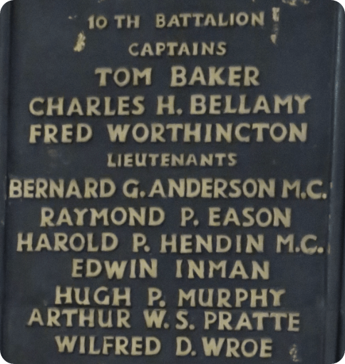 Names of officers on the Chums memorial