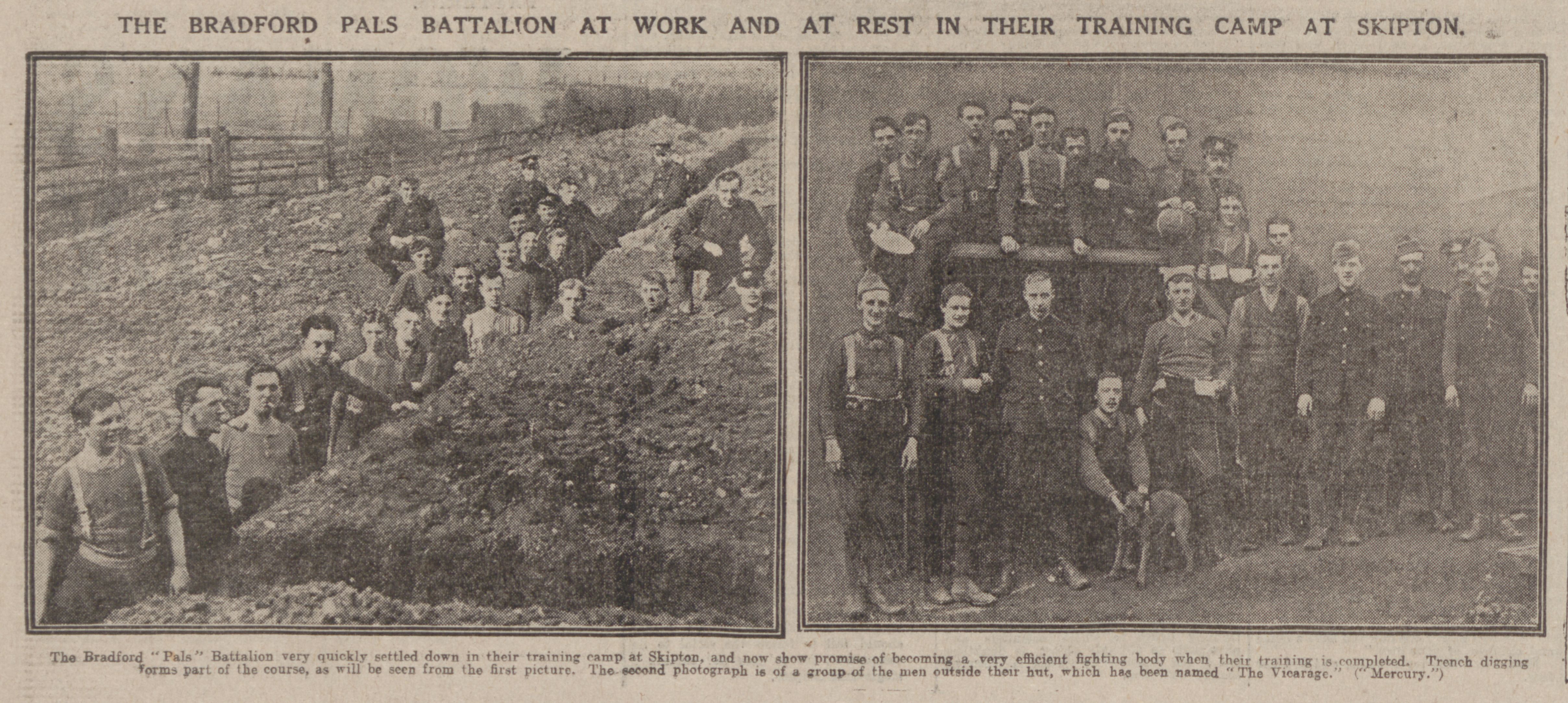 Two photos of Bradford Pals at training in Skipton