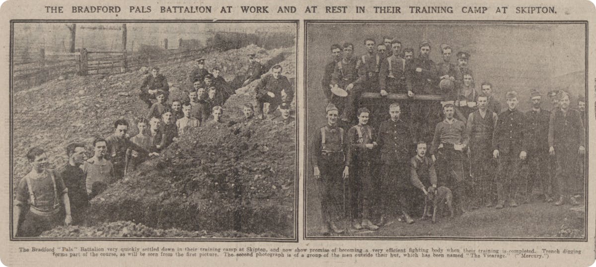 Two photos of Bradford Pals at training in Skipton