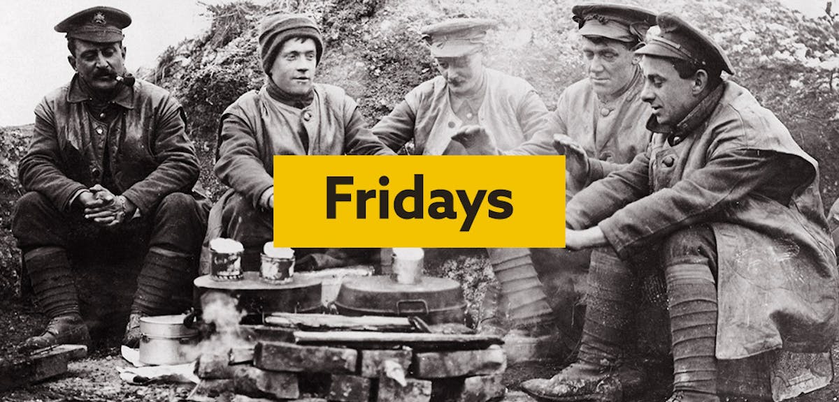 Soldiers around a campfire