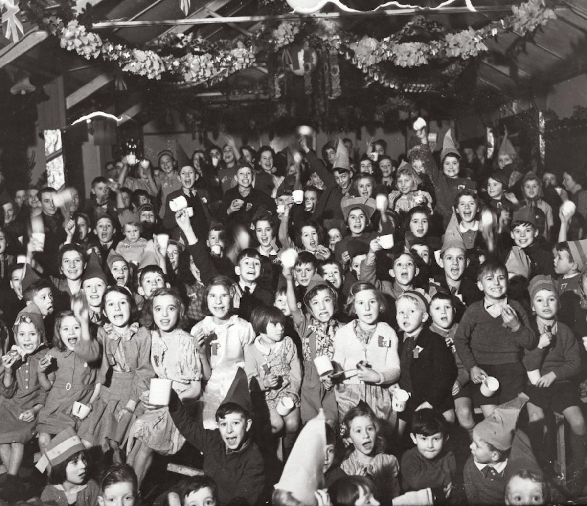 Children in WW2 celebrating Christmas