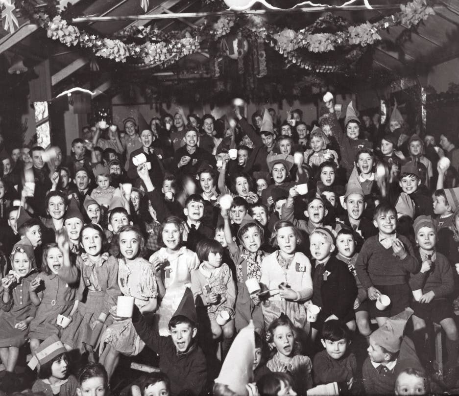 Children in WW2 celebrating Christmas