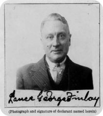 A photo of Taylor’s great-grandfather, Lancelot (Lance) George Finlay, pictured in his naturalisation petition from 1934. View the full record here.