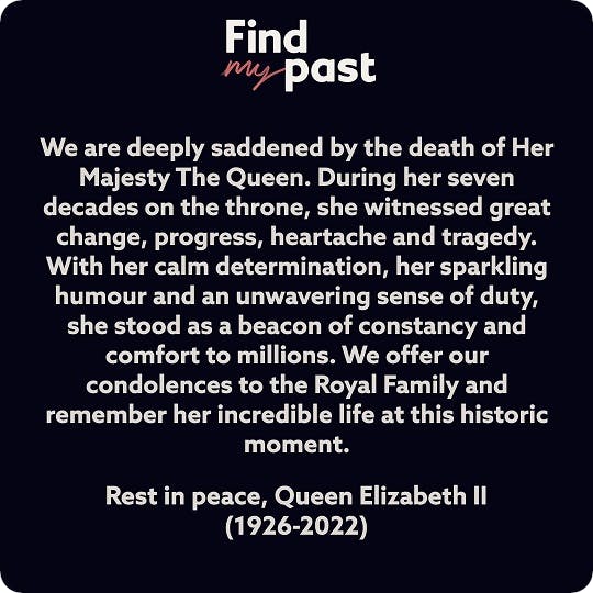 Statement from Findmypast on the death of the Queen