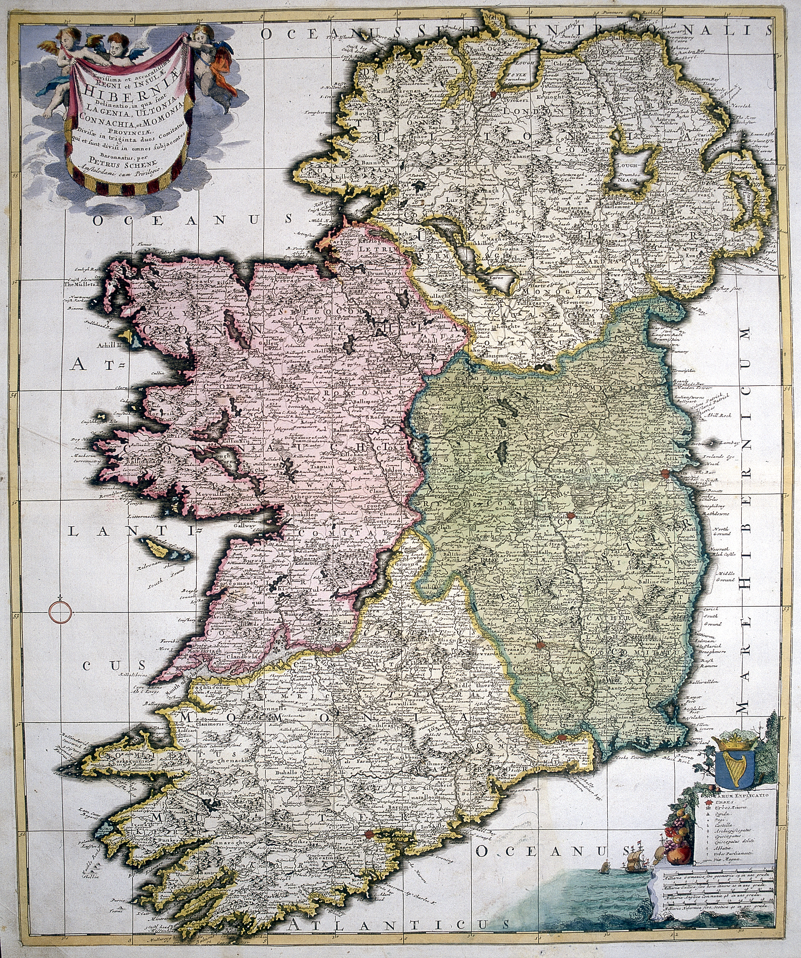 18th century Map of Ireland (Hibernia)