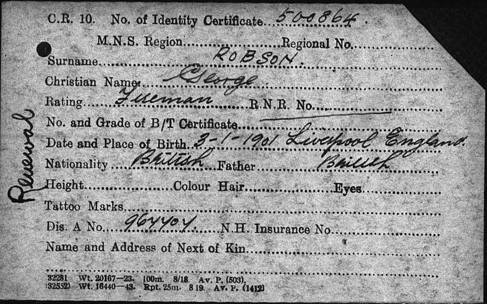 A record from the British Merchant Seamen collection. 